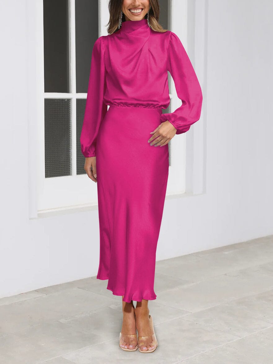 Ellie | Elegant Silk Dress with Long Sleeves