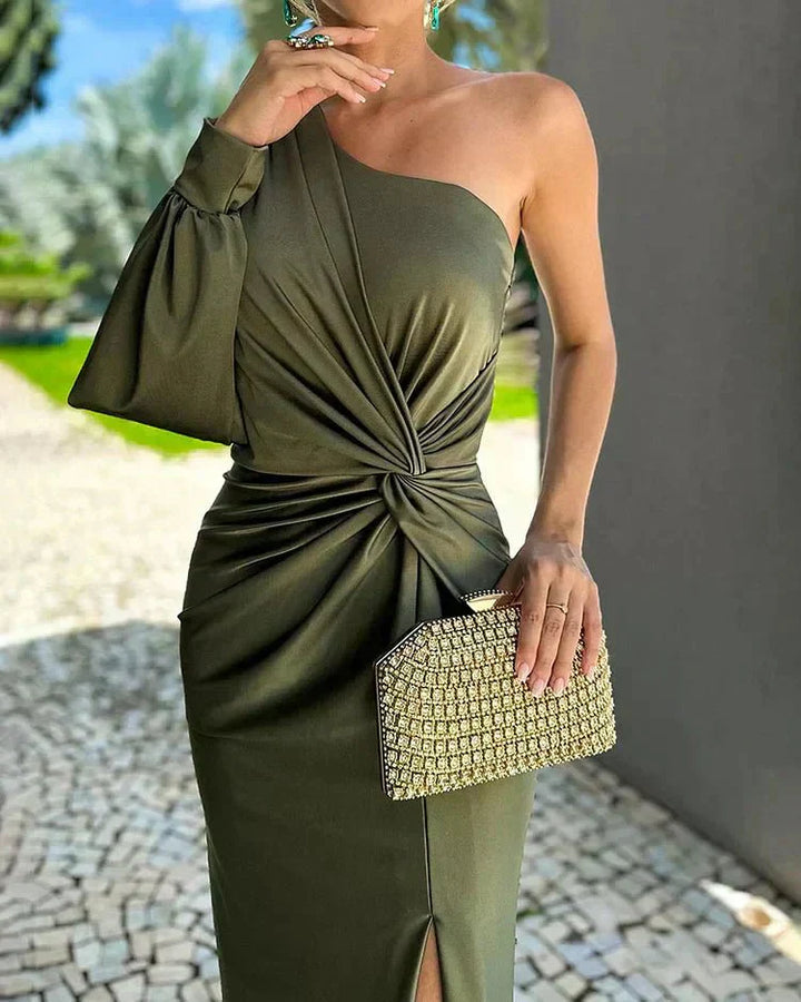 Violet | Elegant Silk Off-Shoulder Dress