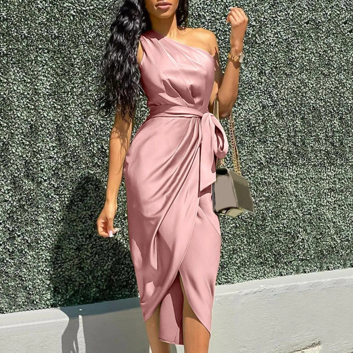 Daisy | Silk Asymmetrical Maxi Dress with Ruffles