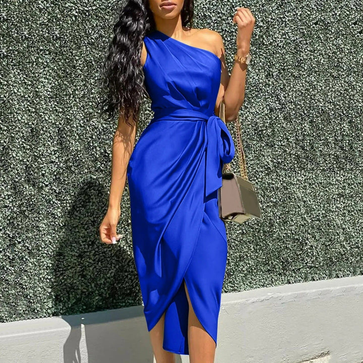 Daisy | Silk Asymmetrical Maxi Dress with Ruffles