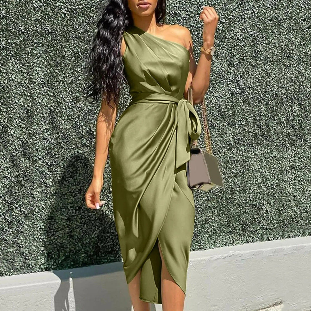 Daisy | Silk Asymmetrical Maxi Dress with Ruffles