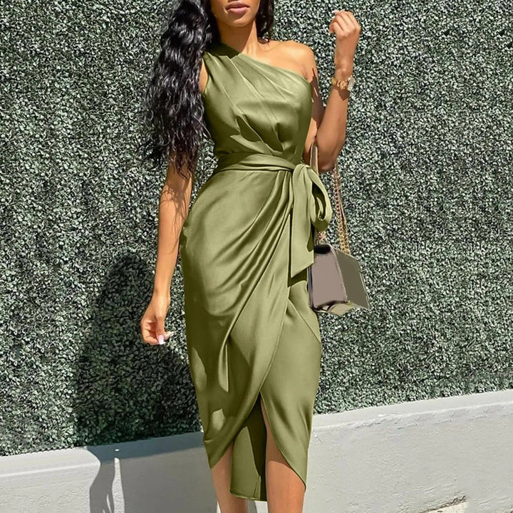 Daisy | Silk Asymmetrical Maxi Dress with Ruffles