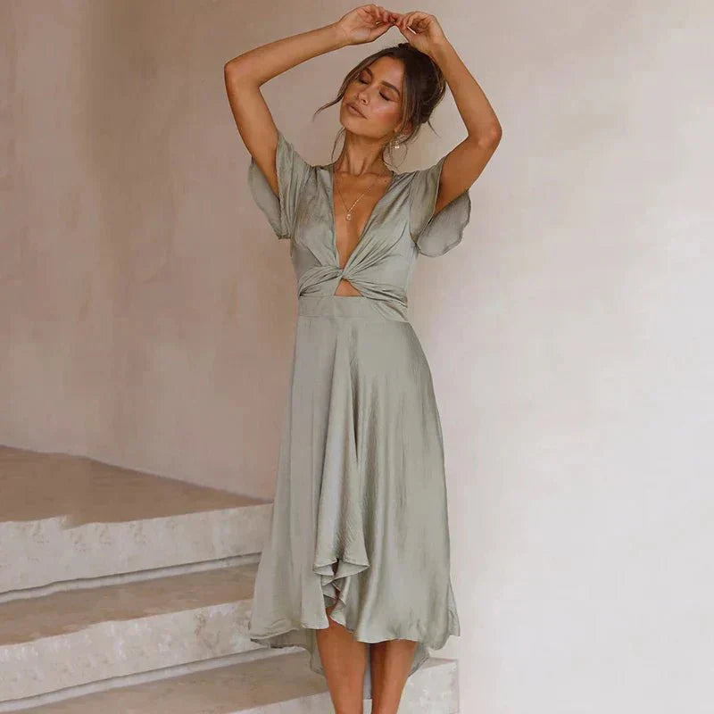 Clar | Silk Dress with Bow