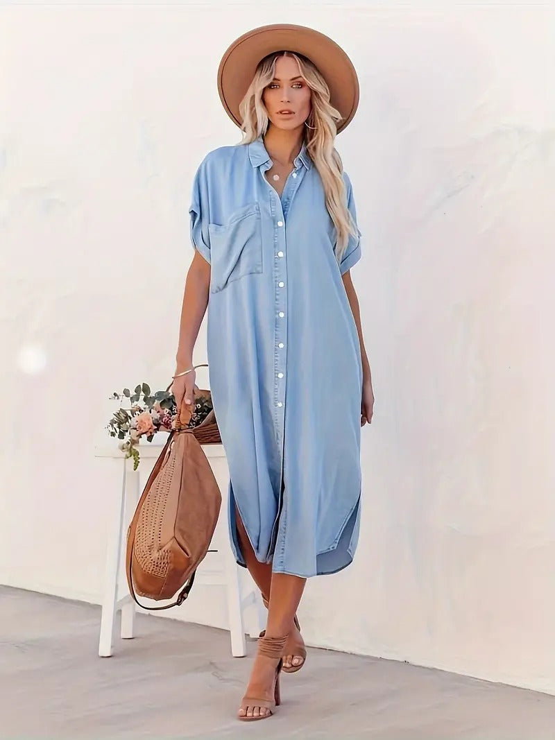 Erin - Denim Dress - Batwing sleeves