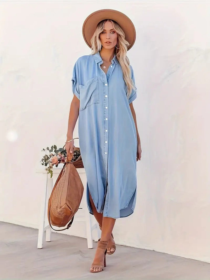 Erin - Denim Dress - Batwing sleeves