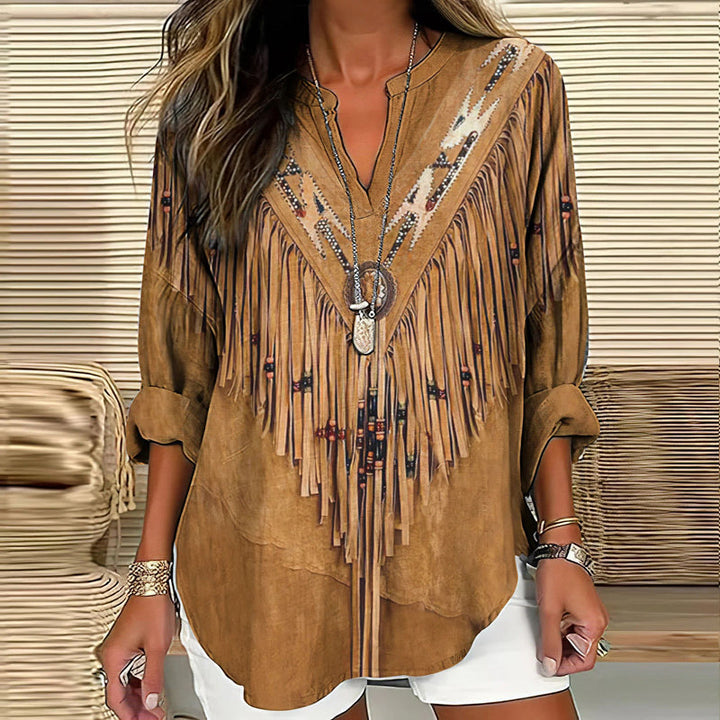Camila | Vintage Ethnic Print Blouse