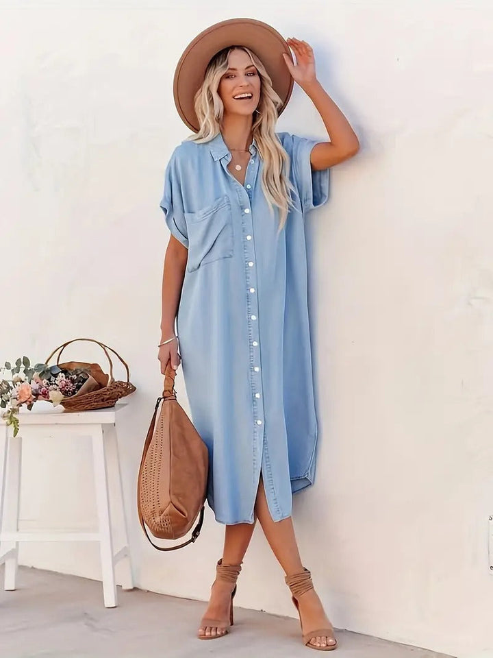 Erin - Denim Dress - Batwing sleeves
