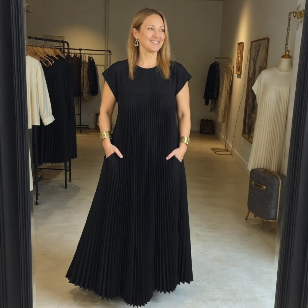 Elysian Elegance - Pleated Maxi Dress