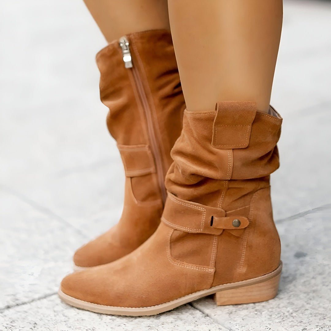 Elegant low-heel boots for women