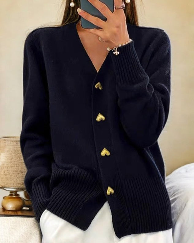 Kerrie Elegant Heart Button Cardigan
