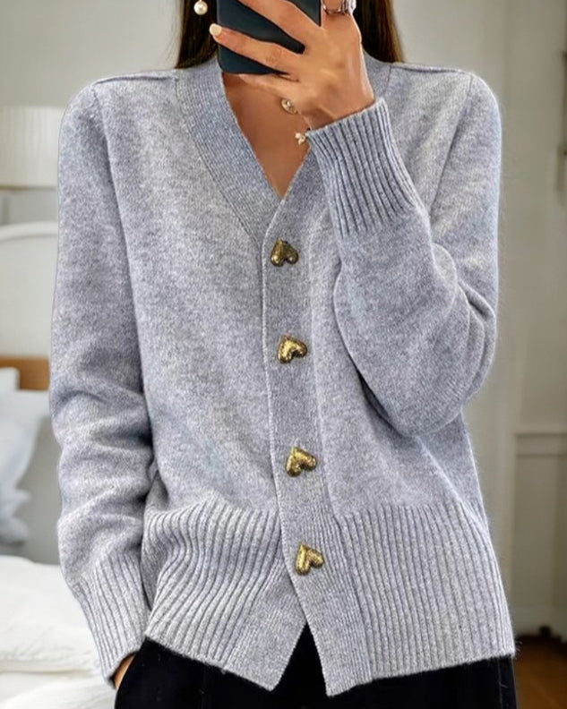 Kerrie Elegant Heart Button Cardigan