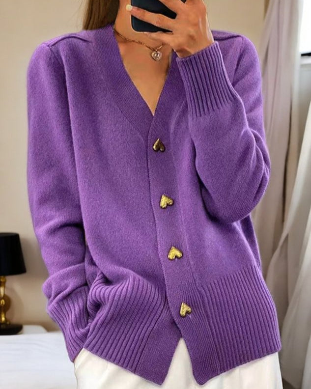 Kerrie Elegant Heart Button Cardigan