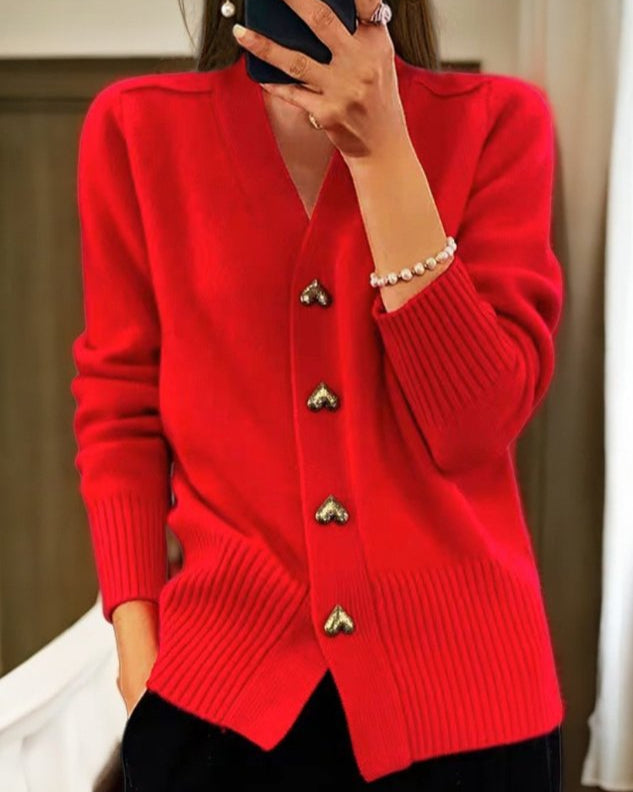 Kerrie Elegant Heart Button Cardigan