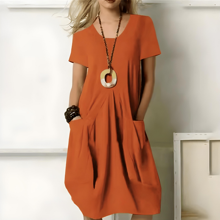 Ella - Elegant Cotton Dress with Belly Cover